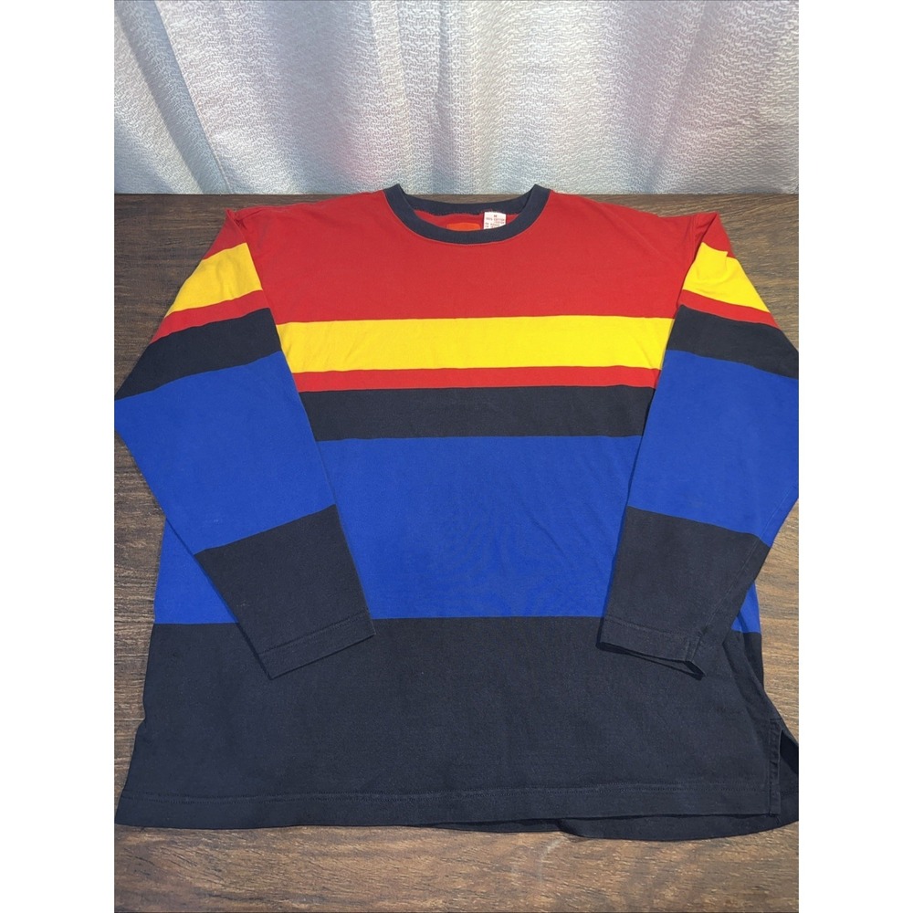 Liz & Co Long Sleeve Color Block Stripe Women's Medium Cotton Shirt
